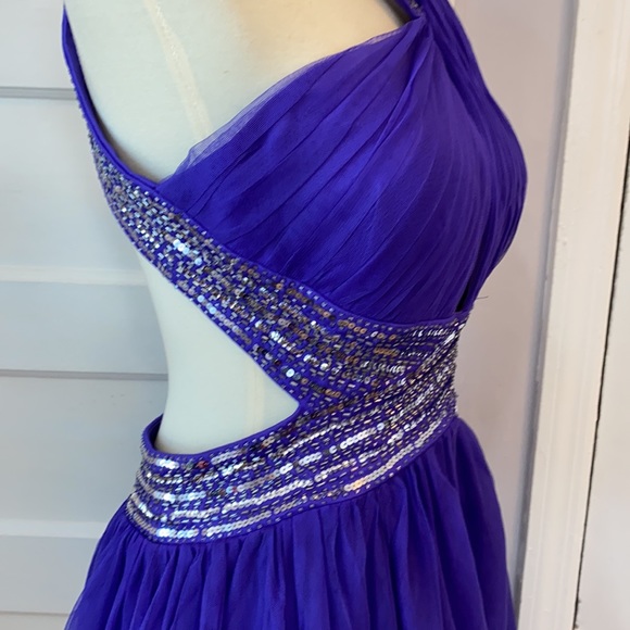 NWOT Blondie Nites Purple Halter Dress, Size 13 - Picture 8 of 16